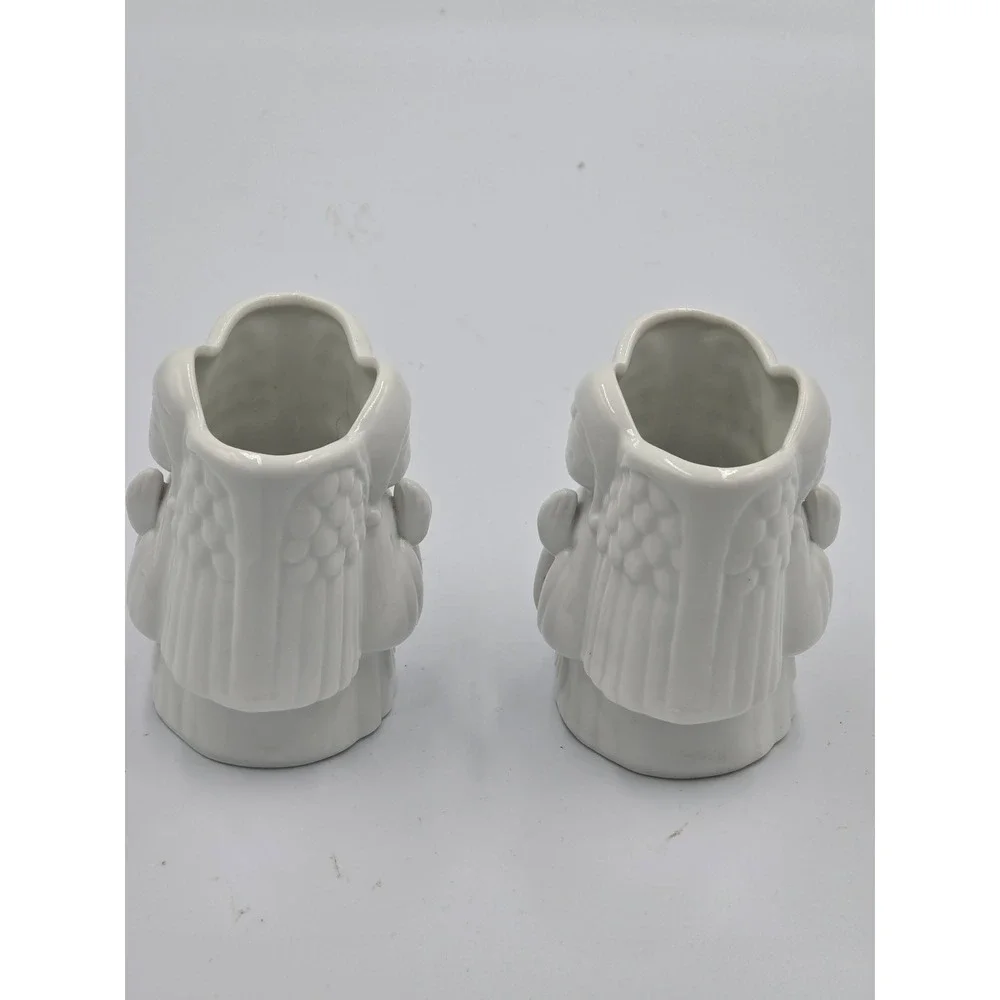 Vintage Neiman Marcus White Porcelain Praying Angel Vases Candle Holders Pair